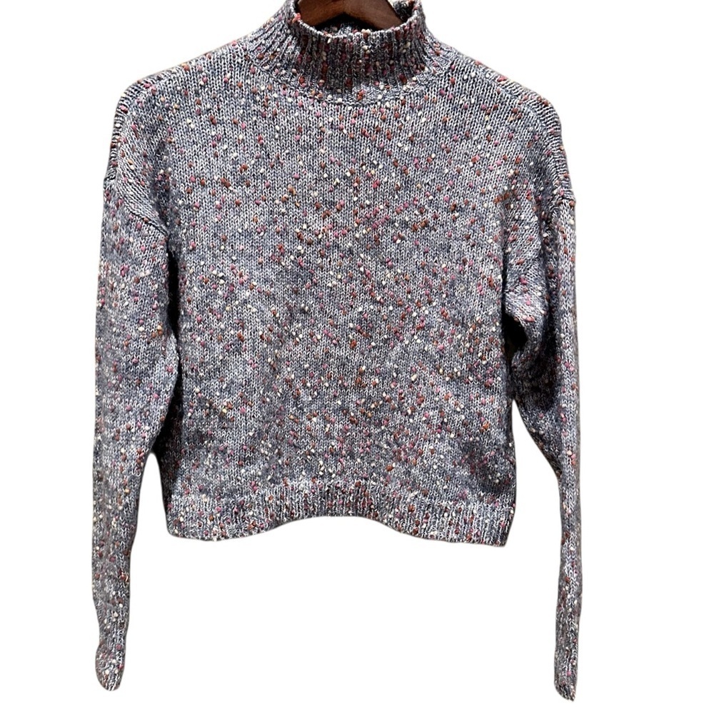 LC Lauren Conrad Women's Blue Knit Mock Neck Long Sleeve Pullover Sweater XS